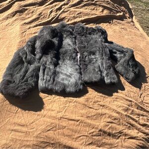 Gray Rabbit Fur Short Coat Size Large